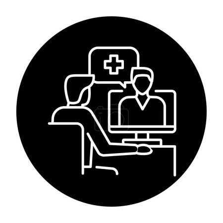Illustration for Remote consultation color line icon. Ehealth. - Royalty Free Image