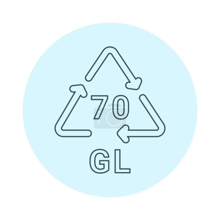 Ilustración de Código de reciclaje de vidrio GL 70 icono de la línea. Código de consumo. - Imagen libre de derechos
