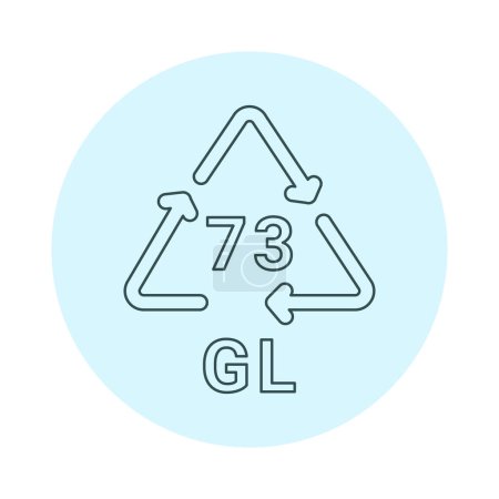 Illustration for Glass recycling code GL 73 line icon. Consumption code. - Royalty Free Image