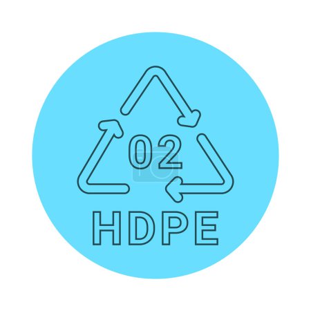 Illustration for Plastic recycling code HDPE 2 line icon. Consumption code polyethylene. - Royalty Free Image