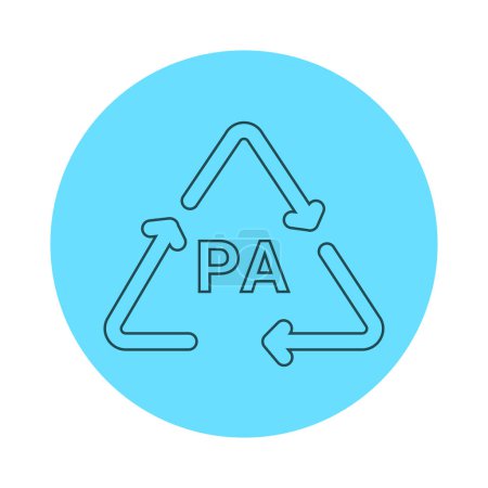 Téléchargez les illustrations : Code de recyclage plastique icône de ligne PA. Code de consommation résine, polyamide. - en licence libre de droit