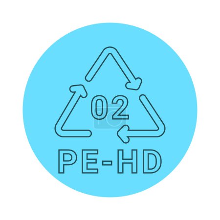 Téléchargez les illustrations : Code de recyclage plastique PE-HD 02 icône de ligne. Code de consommation. - en licence libre de droit