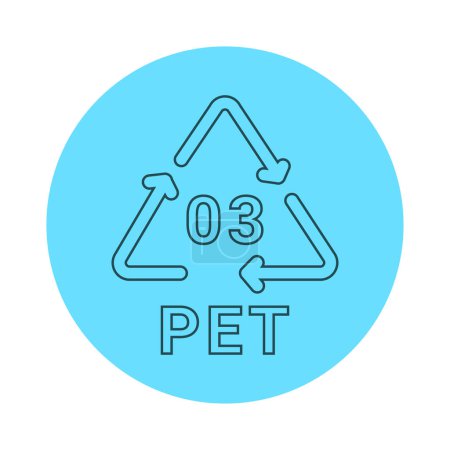 Téléchargez les illustrations : Code de recyclage plastique PET 03 icône de ligne. Code de consommation polyéthylène. - en licence libre de droit