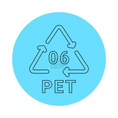 Illustration for Plastic recycling code PET 06 line icon. Consumption code polyethylene. - Royalty Free Image