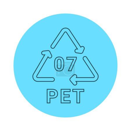 Téléchargez les illustrations : Code de recyclage plastique PET 07 icône de ligne. Code de consommation polyéthylène. - en licence libre de droit