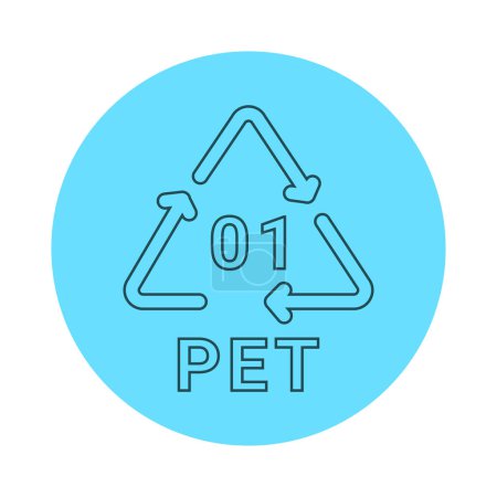 Illustration for Plastic recycling code PET 01 line icon. Consumption code polyethylene. - Royalty Free Image