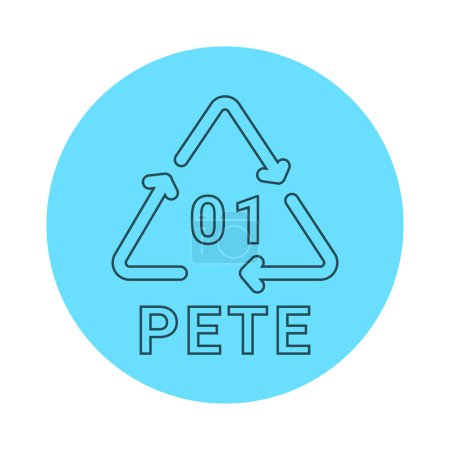 Téléchargez les illustrations : Code de recyclage plastique PETE icône de ligne. Code de consommation polyéthylène. - en licence libre de droit