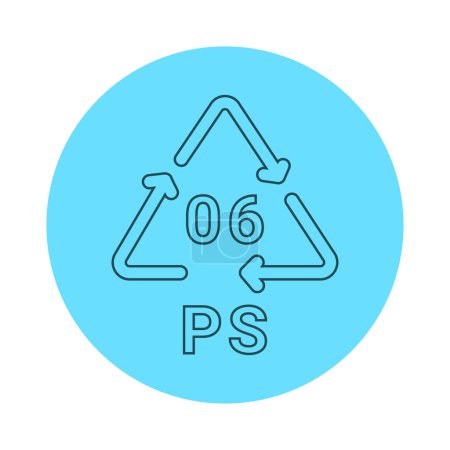 Téléchargez les illustrations : Code de recyclage plastique PS 06 icône de ligne. Code de consommation. - en licence libre de droit
