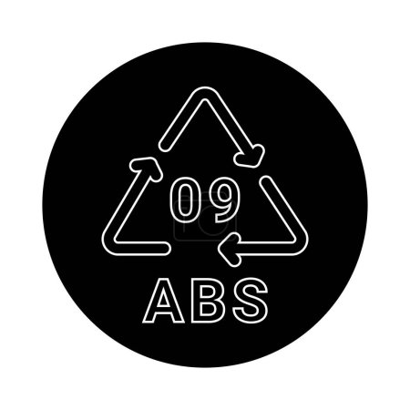 Illustration for Plastic recycling code ABS 09 other line icon. Consumption code. - Royalty Free Image