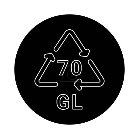 Téléchargez les illustrations : Code de recyclage du verre GL 70 icône de ligne. Code de consommation. - en licence libre de droit