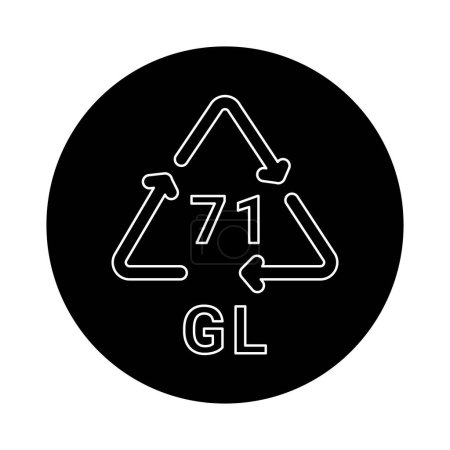 Téléchargez les illustrations : Code de recyclage du verre GL 71 icône de ligne. Code de consommation. - en licence libre de droit