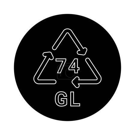 Illustration for Glass recycling code GL 74 line icon. Consumption code. - Royalty Free Image