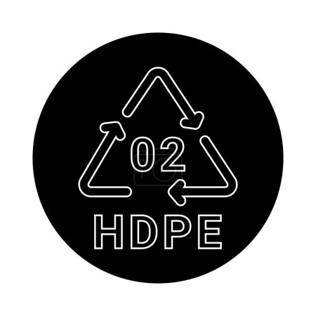 Téléchargez les illustrations : Code de recyclage plastique HDPE icône de ligne 2. Code de consommation polyéthylène. - en licence libre de droit