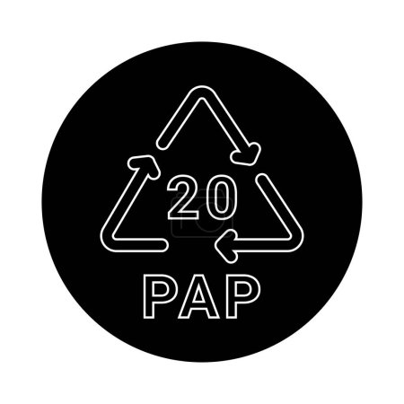 Illustration for Paper recycling code PAP 20 line icon. Consumption code. - Royalty Free Image