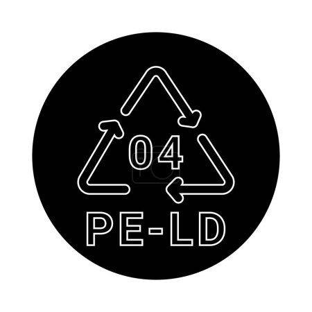 Téléchargez les illustrations : Code de recyclage plastique PE-LD 04 icône de ligne. Code de consommation. - en licence libre de droit