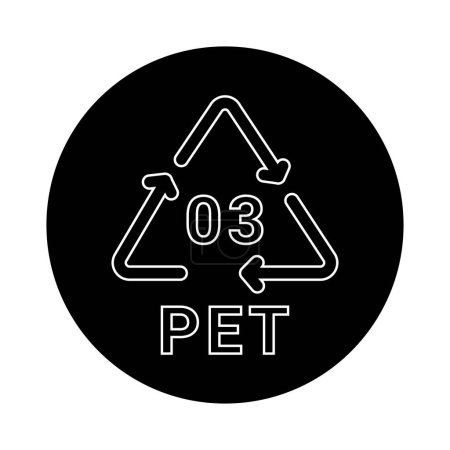 Illustration for Plastic recycling code PET 03 line icon. Consumption code polyethylene. - Royalty Free Image