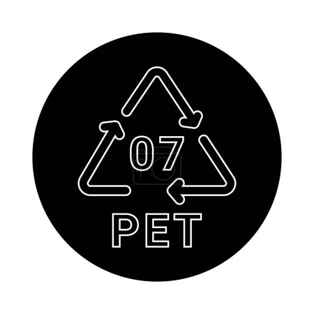 Illustration for Plastic recycling code PET 07 line icon. Consumption code polyethylene. - Royalty Free Image