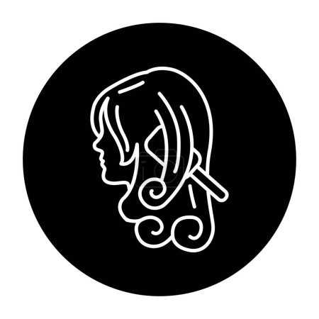 Ilustración de Mujer peinado del pelo icono de la línea de color. Industria de belleza. Servicio de peluquería. - Imagen libre de derechos