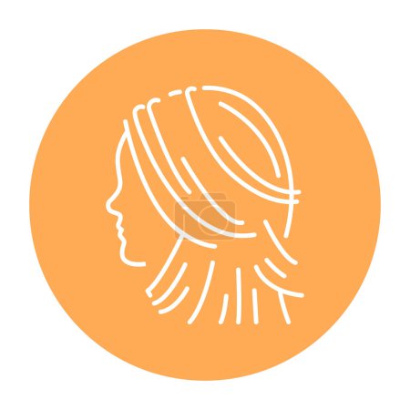 Ilustración de Mujer escalera corte de pelo icono de la línea de color. Industria de belleza. Servicio de peluquería. - Imagen libre de derechos