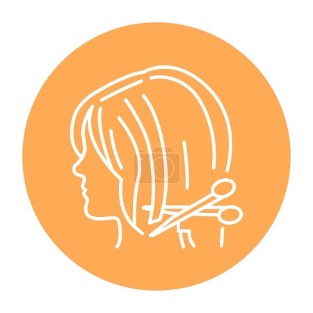 Ilustración de Mujer bob corte de pelo icono de la línea de color. Industria de belleza. Servicio de peluquería. - Imagen libre de derechos
