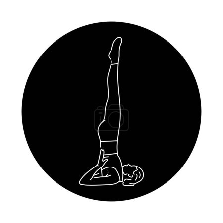 Illustration for Sarvangasana pose of birch trees color line illustration. Pictogram for web page - Royalty Free Image