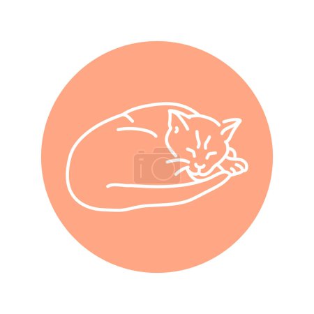 Ilustración de Sleeping cat color line icon. Pictogram for web page - Imagen libre de derechos