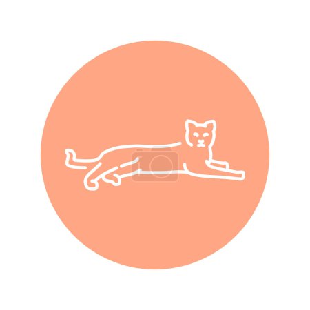 Téléchargez les illustrations : Lying happy cat color line icon. Pictogram for web page - en licence libre de droit