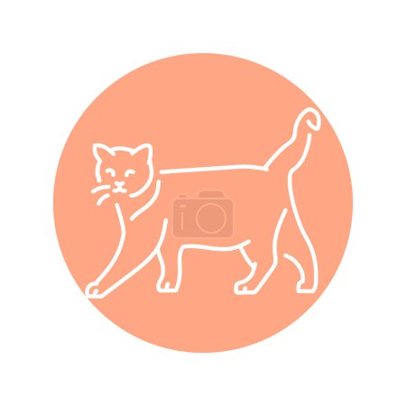 Téléchargez les illustrations : Bonne icône de ligne de couleur debout chat. Pictogramme pour page web - en licence libre de droit