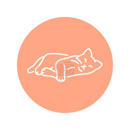 Illustration for Happy sleeping cat color line icon. Pictogram for web page - Royalty Free Image