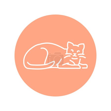 Illustration for Sleeping happy cat color line icon. Pictogram for web page - Royalty Free Image