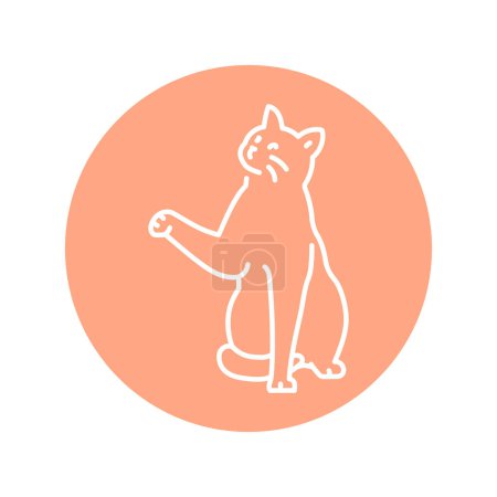 Ilustración de Gato sentado con el icono de la línea de color pata. Pictograma para página web - Imagen libre de derechos