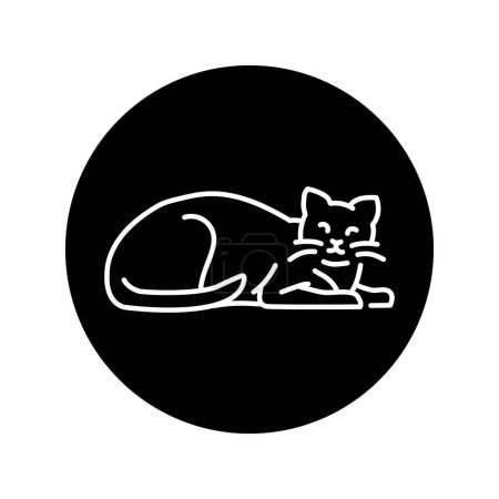 Téléchargez les illustrations : Sleeping happy cat color line icon. Pictogram for web page - en licence libre de droit