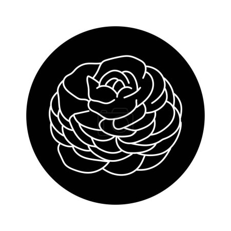 Illustration for Ranunculus flower black line - Royalty Free Image
