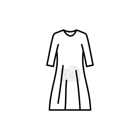 Ilustración de A-silueta vestido negro línea icono. - Imagen libre de derechos