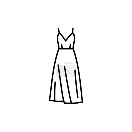Illustration for Bustier dress black line icon. - Royalty Free Image