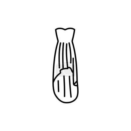 Illustration for Dress-mullet black line icon. - Royalty Free Image