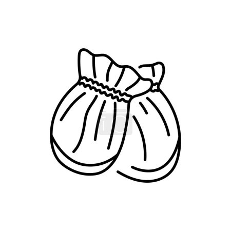 Téléchargez les illustrations : Bébé anti rayures gants ligne noire icône. - en licence libre de droit