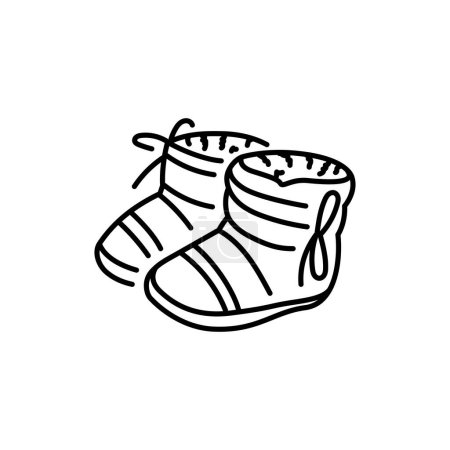 Illustration for Baby booties black line icon. - Royalty Free Image