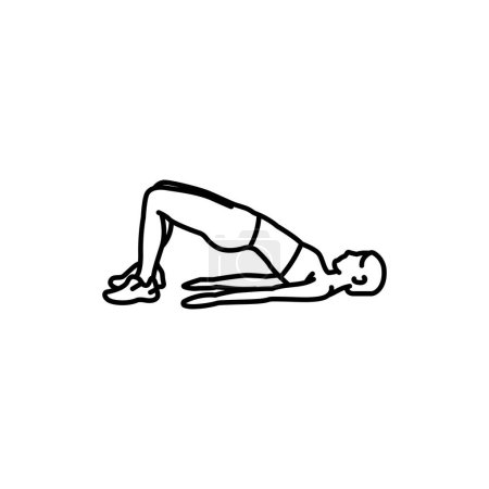 Illustration for Girl does exercise on the buttocks legs and buttocks black line icon. - Royalty Free Image