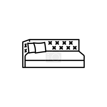 Illustration for Corner child sofa  black line icon. - Royalty Free Image