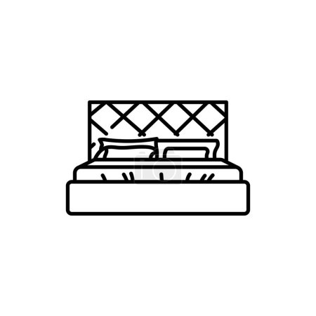 Illustration for Soft bed black line icon. - Royalty Free Image
