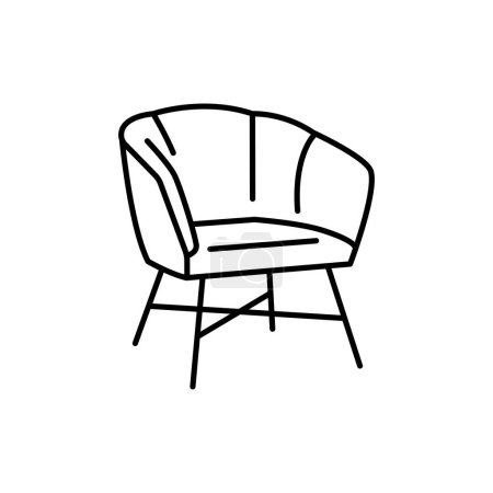 Téléchargez les illustrations : Chaise douce ligne noire icône. - en licence libre de droit