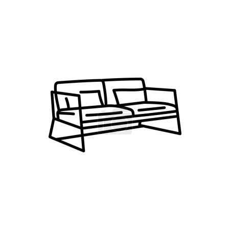 Illustration for Soft outdoors sofa black line icon. - Royalty Free Image