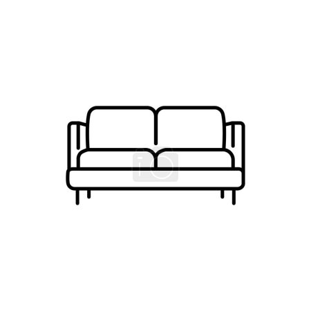 Téléchargez les illustrations : Canapé doux ligne noire icône. - en licence libre de droit