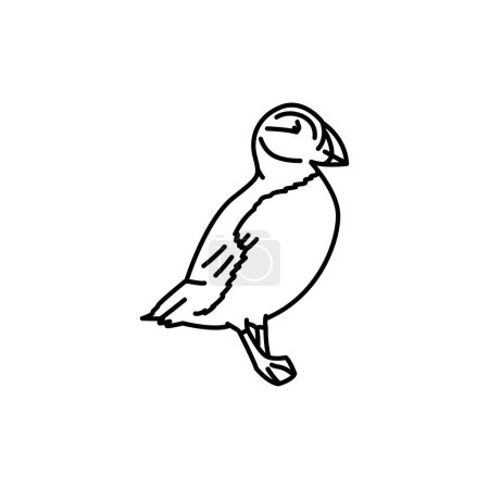 Téléchargez les illustrations : Oiseau macareux icône ligne noire. - en licence libre de droit