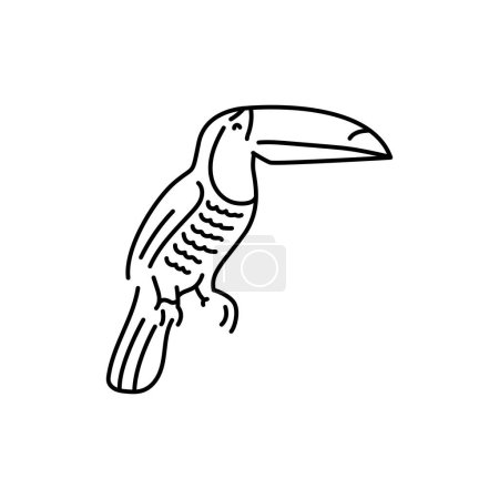 Illustration for Rainbow-billed toucan black line icon. - Royalty Free Image