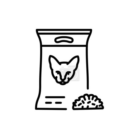 Ilustración de Conjunto de iconos de línea negra de arena de gato. - Imagen libre de derechos