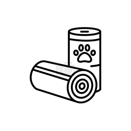 Illustration for Doggy bag rolls black line icon. - Royalty Free Image