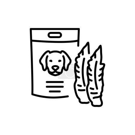 Illustration for Sachet dog snack black line icons set. - Royalty Free Image