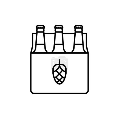 Ilustración de Cerveza en el embalaje icono de línea negra. - Imagen libre de derechos